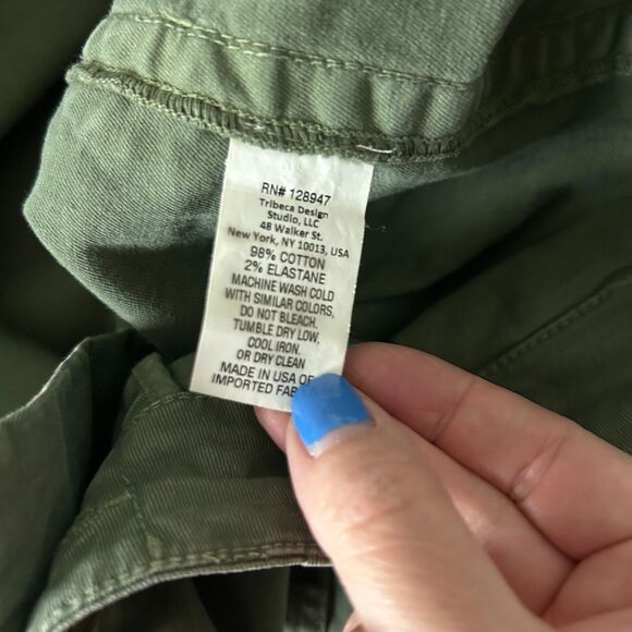 Nili Lotan Jenna Mid-Rise Straight Leg Pant Green Side Stripe Raw Hem Size 4 - Picture 5 of 5